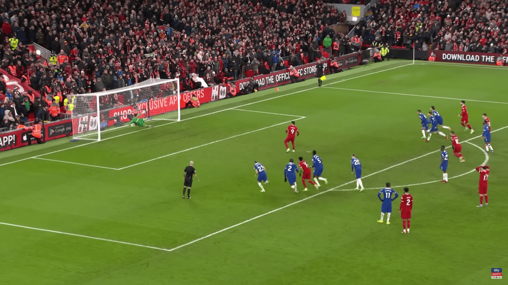 Darwin Nunez hits the post vs Chelsea in the Premier League.