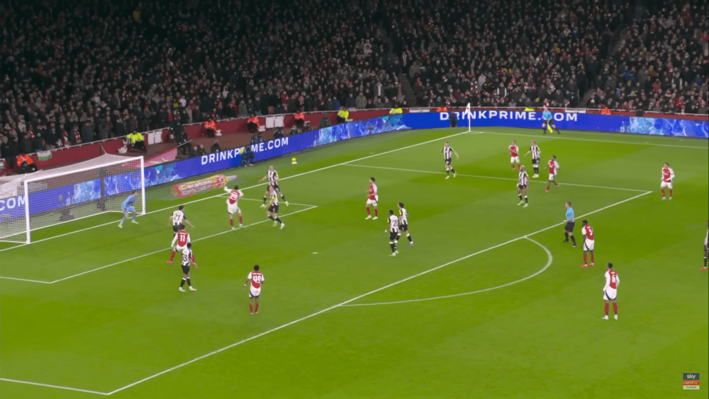 Kai Havertz had Arsenal's best chance of the game on Tuesday, but the ball hit his shoulder and missed the target. Image from Sky Sports