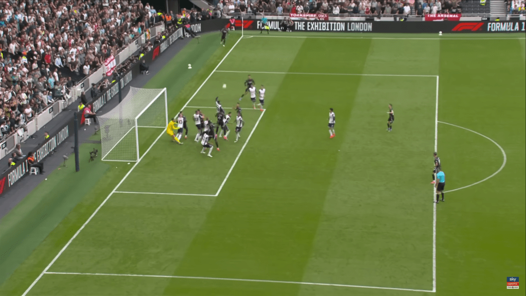 Gabriel's header from an Arsenal corner decided the North London derby at the Tottenham Hotspur Stadium. Image from Sky Sports